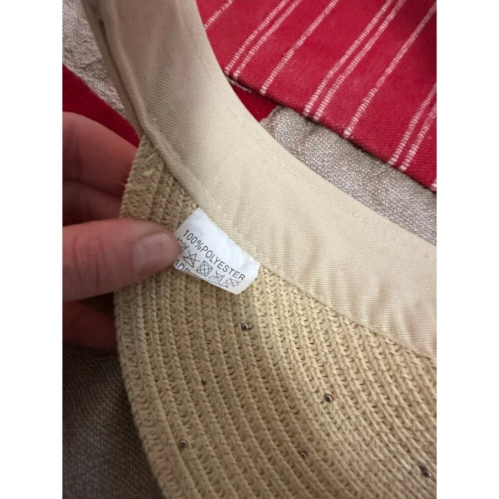 Unisex Y2K Style Pearl decorated Straw Hat Visor - Picture 5 of 7
